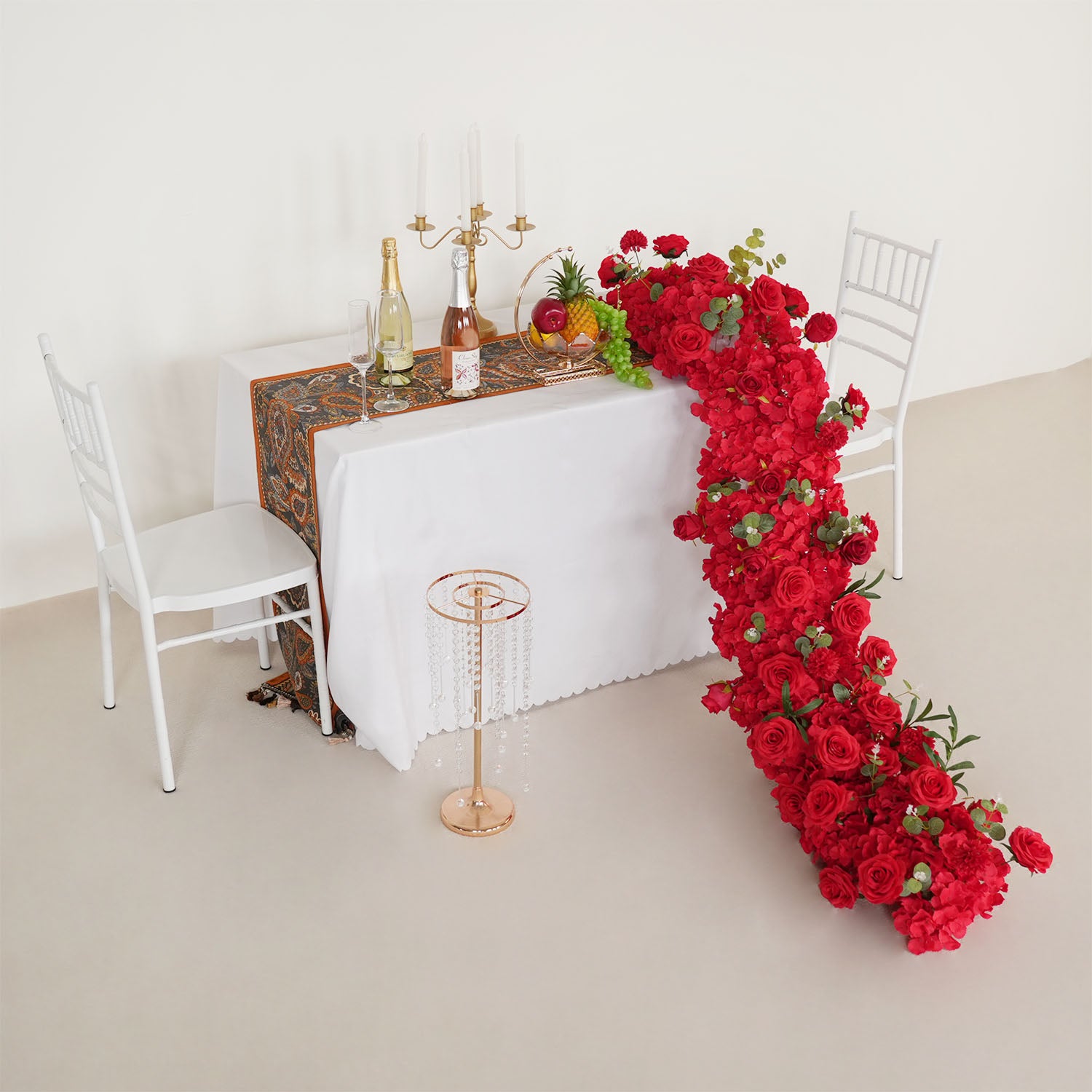 Uflower Artificial Flower Row Sofa Table Runner Floor Flower Arrangement
